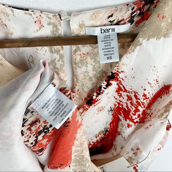 Bar III NWT Ivory Printed V Neck Midi Dress - Picture 3 of 8